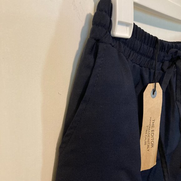 The Editor women's size 42 IT midnight navy elastic waist light silky wool skirt - Picture 2 of 8